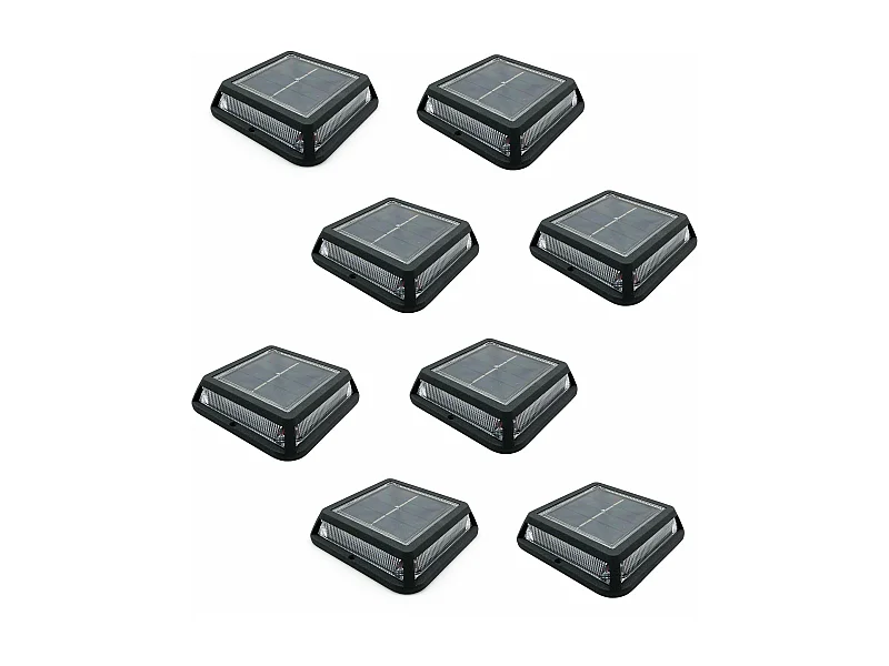 Lot de 8 balise solaires QUADRY Noir Aluminium D12cm