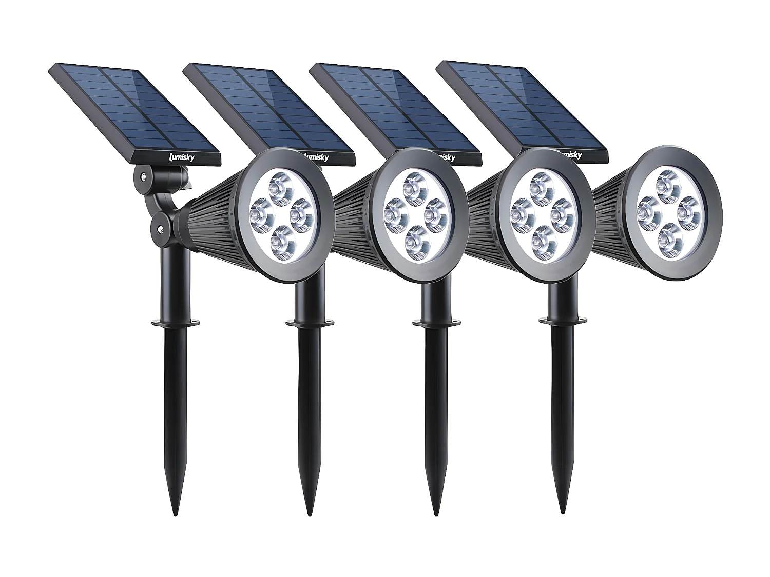 Lot de 4 spots solaires projecteurs SPIKY Noir Plastique 100LM