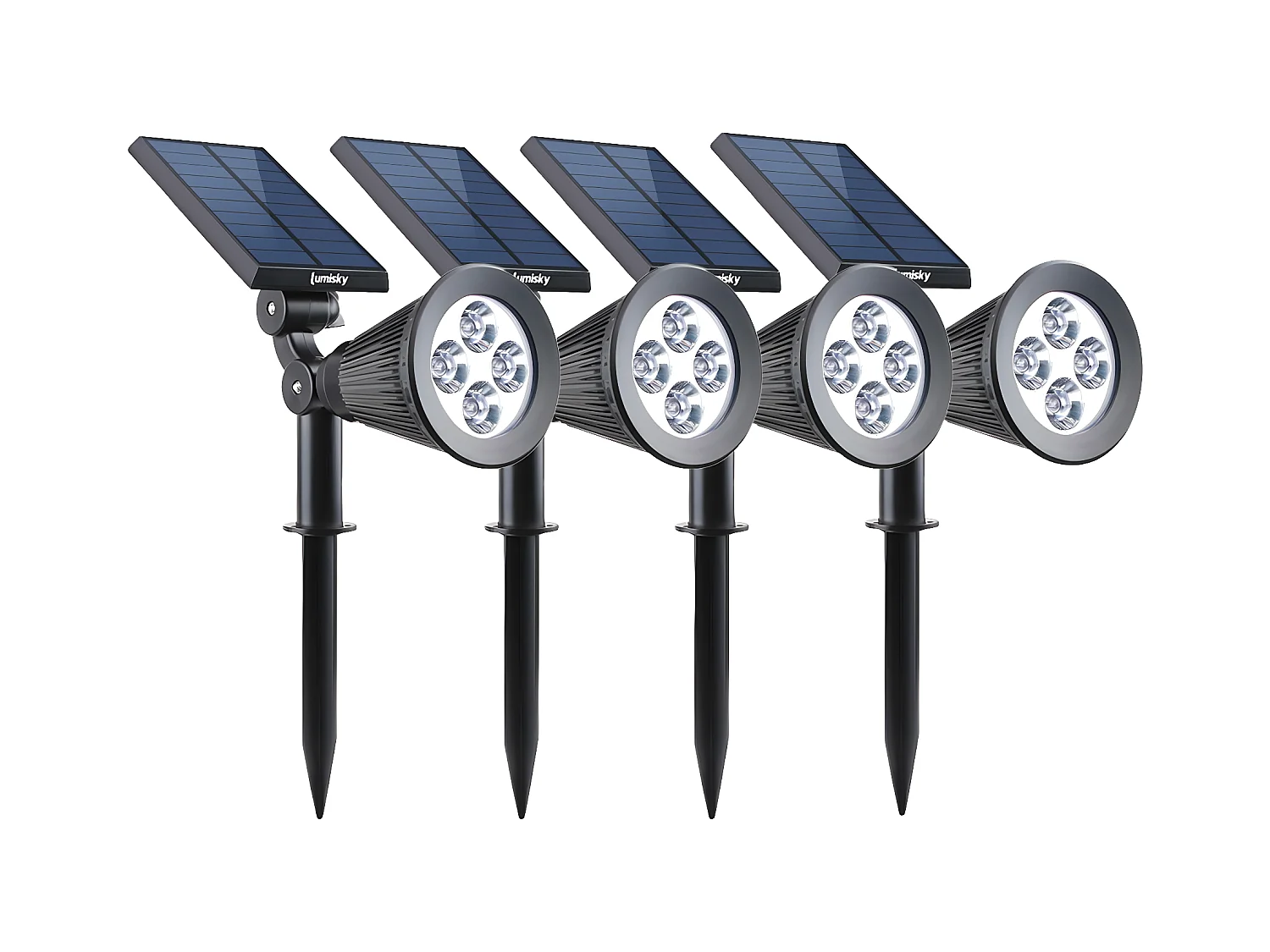Lot de 4 spots solaires projecteurs SPIKY Noir Plastique 100LM