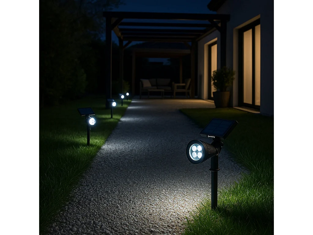 4 Spots solaires projecteurs SPIKY Blanc froid 100LM