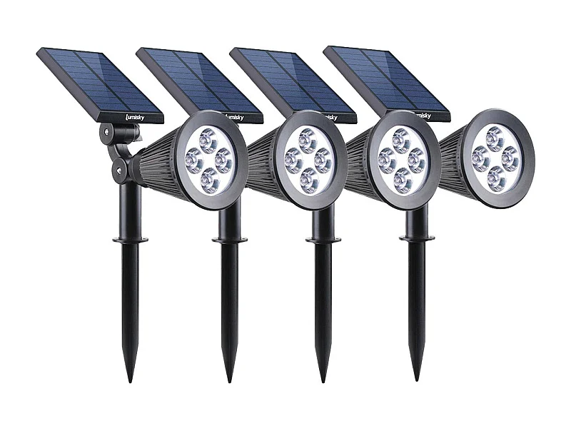 Lot de 4 Spots solaires projecteurs SPIKY Noir Plastique 200LM