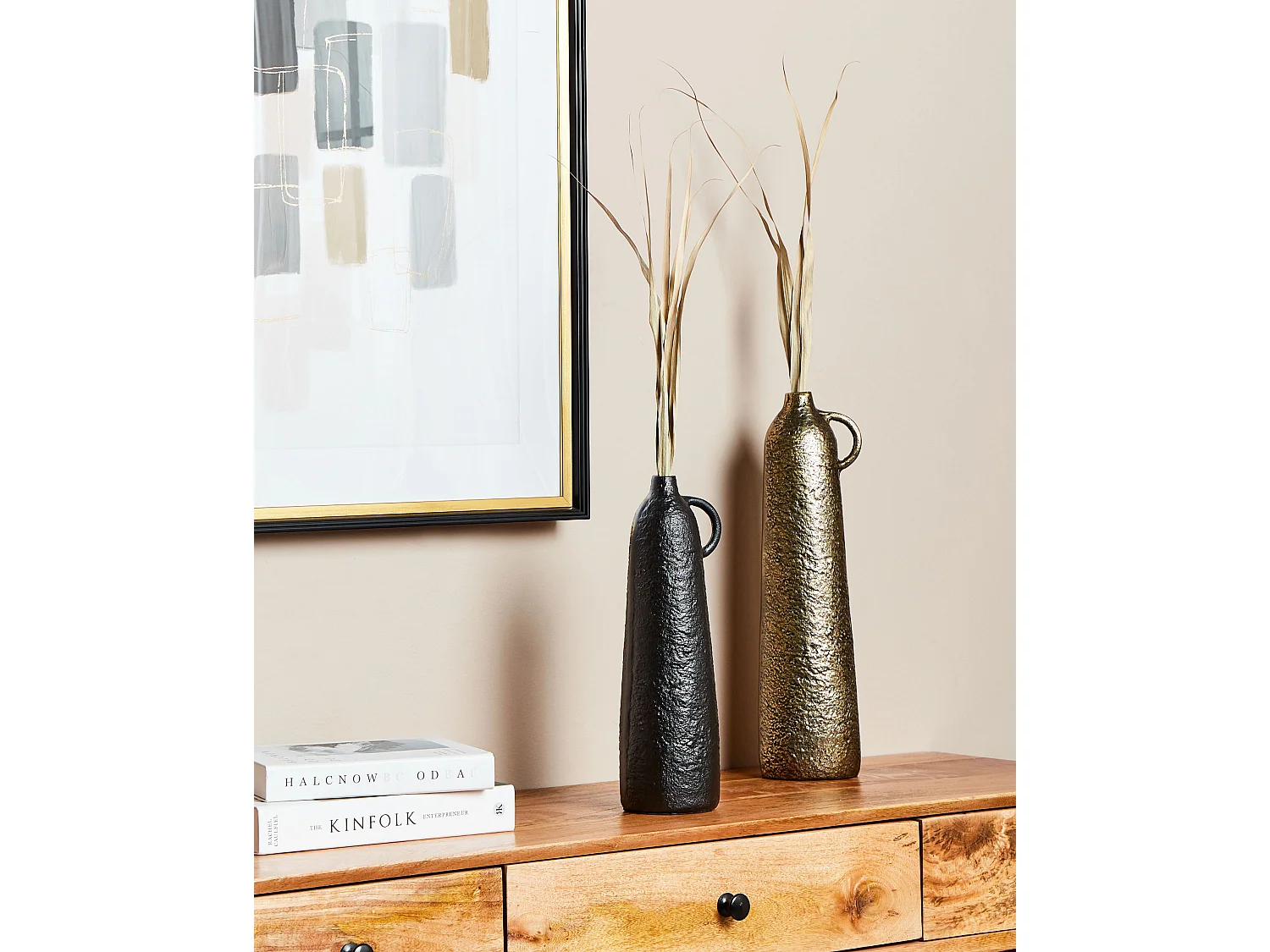 Jarrón decorativo MARKHA Metal 33 cm Negro