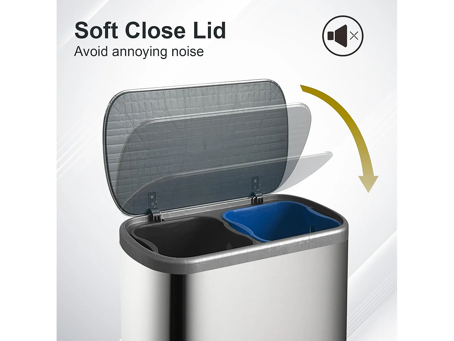 Poubelle de cuisine tri sélectif EMPIRE Argent Acier inoxydable 60L