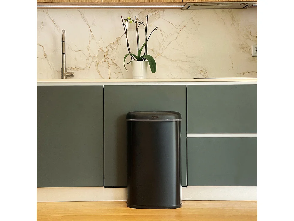 Poubelle de cuisine automatique LOGAN Noir Acier inoxydable 58L