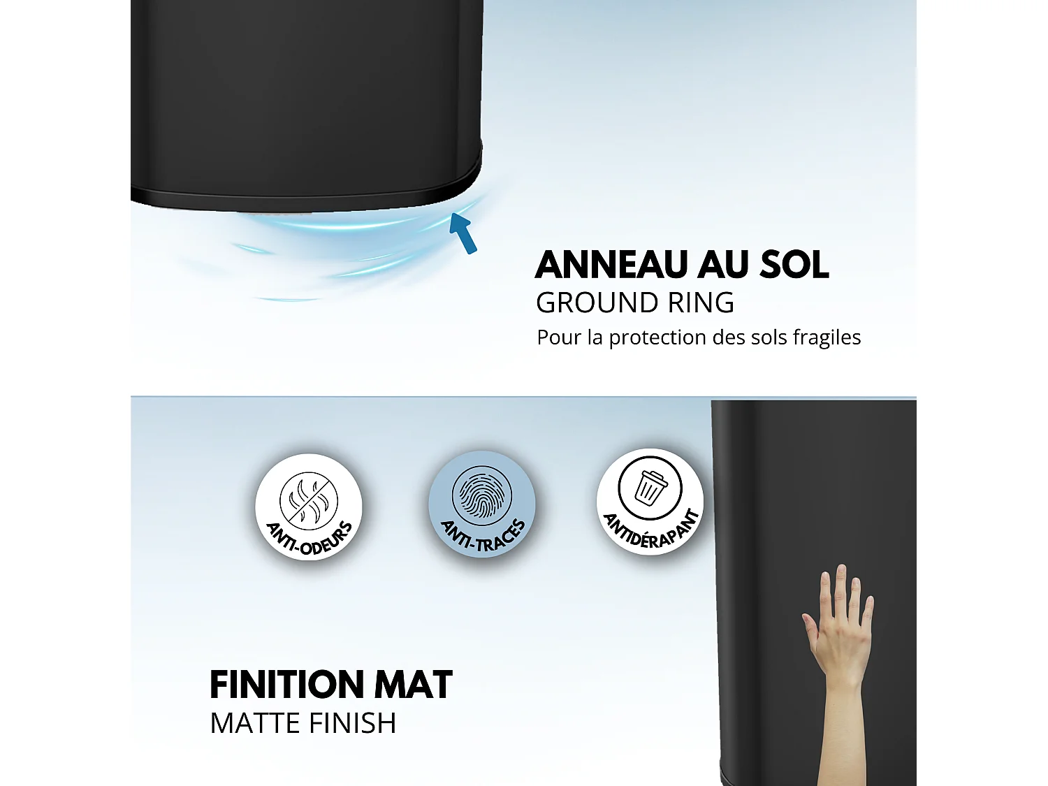 Poubelle de cuisine automatique LOGAN Noir Acier inoxydable 58L