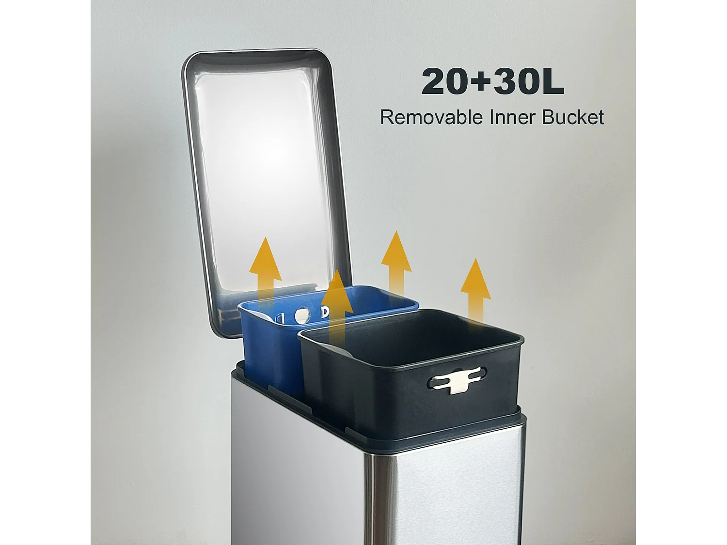 Poubelle de cuisine tri sélectif EDGE Argent Acier inoxydable 50L