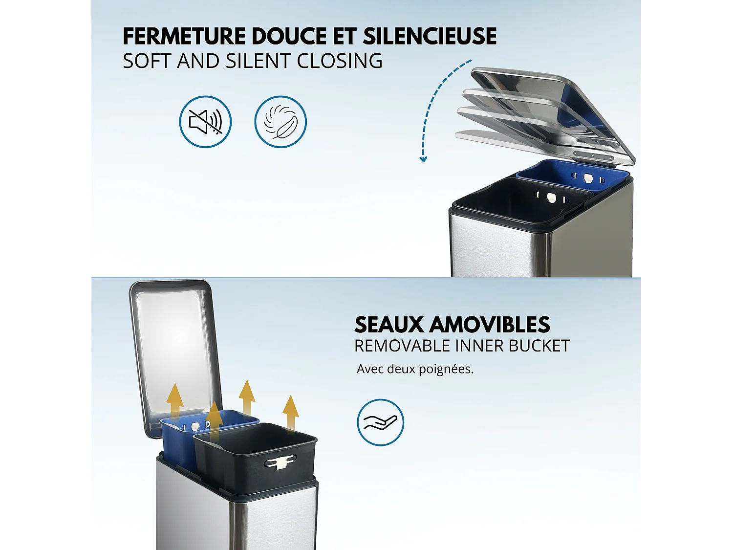 Poubelle pédale tri sélectif EDGE 50L