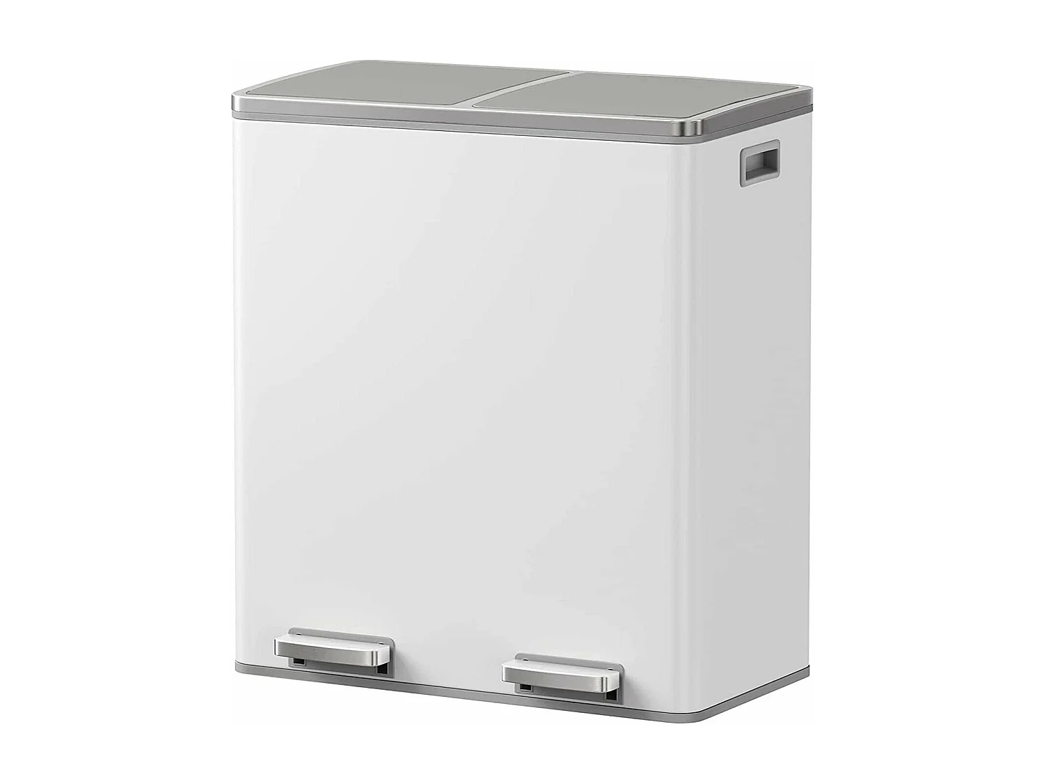 Poubelle de cuisine tri sélectif MAJOR Blanc Acier inoxydable 60L