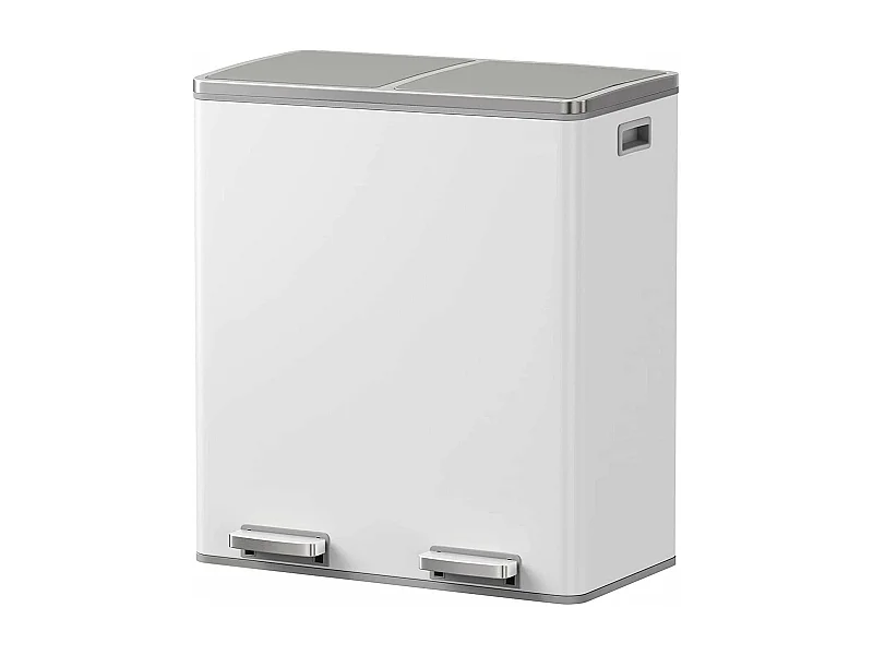 Poubelle de cuisine tri sélectif MAJOR Blanc Acier inoxydable 60L