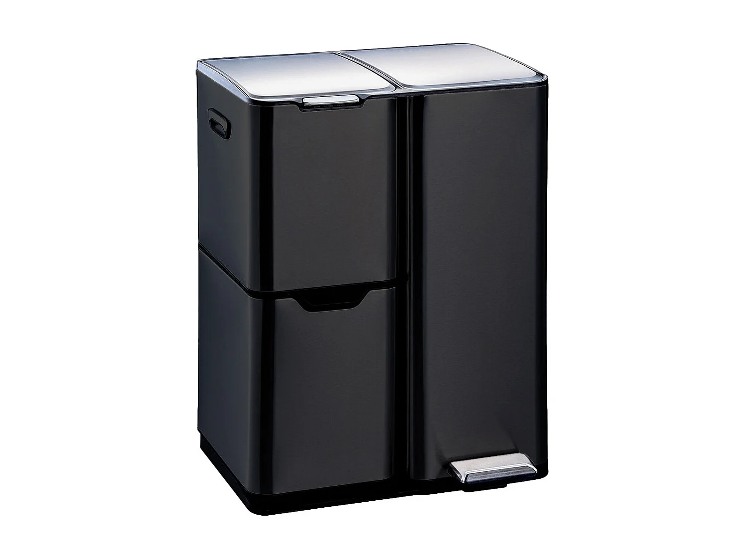 Poubelle pédale tri sélectif HAJA noir 60L