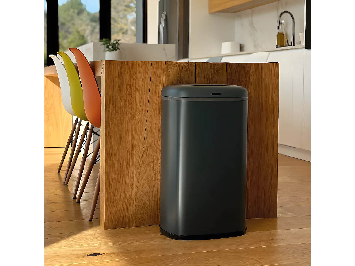 Poubelle de cuisine automatique LOGAN Gris Acier inoxydable 58L