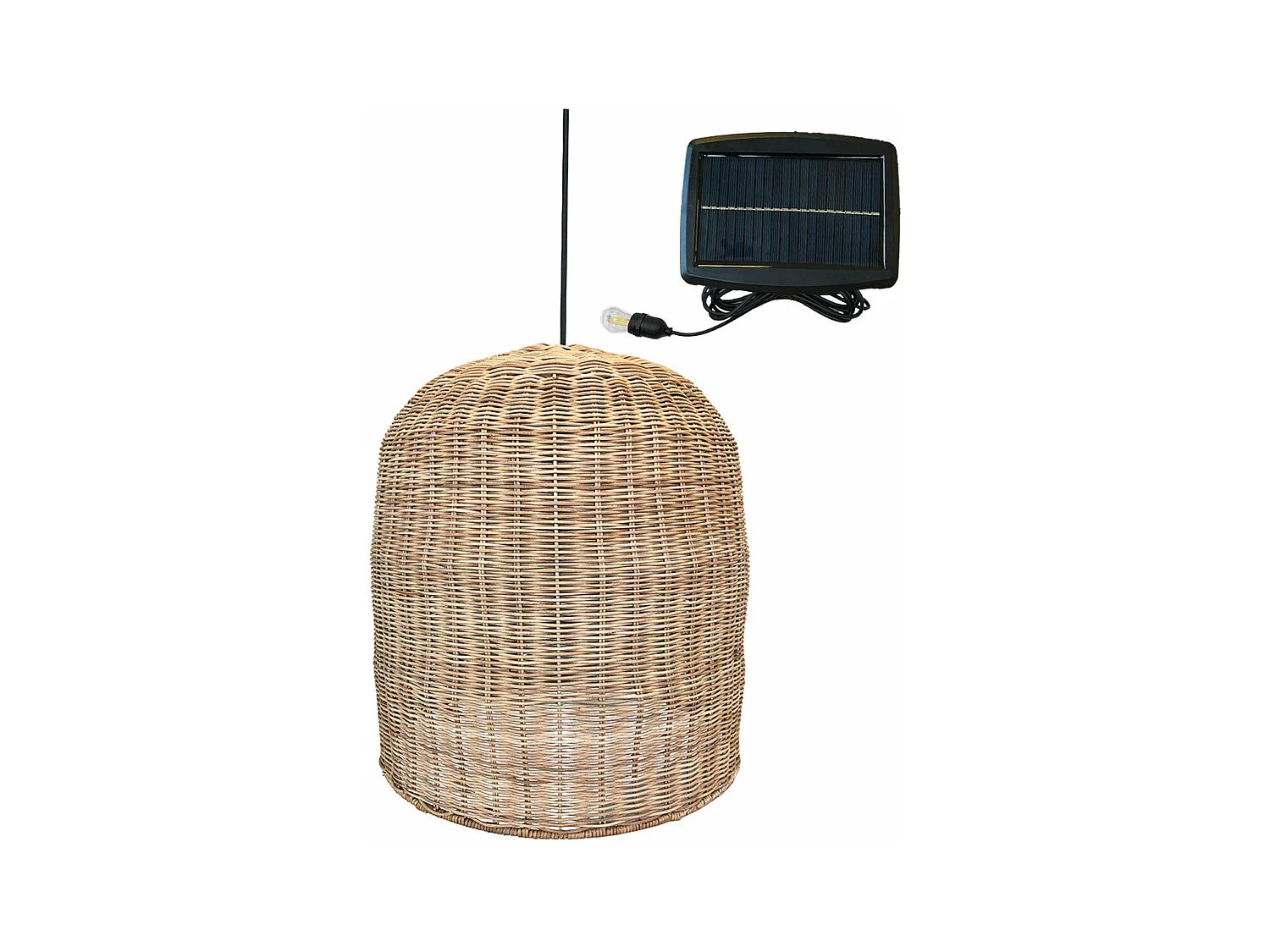 Suspension solaire bohème GIACOMO Beige Rotin H45cm