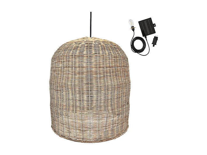 Suspension solaire bohème GIACOMO Beige Rotin H45cm