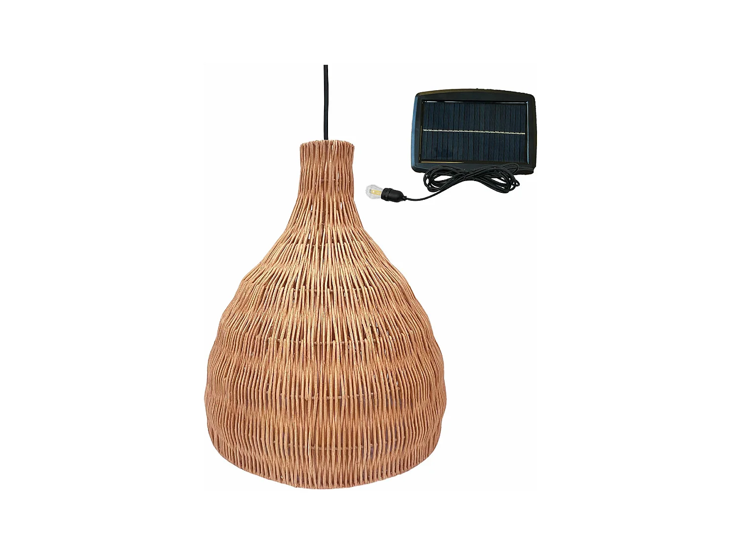 Suspension solaire bohème BELLA Beige Herbe marine H38cm