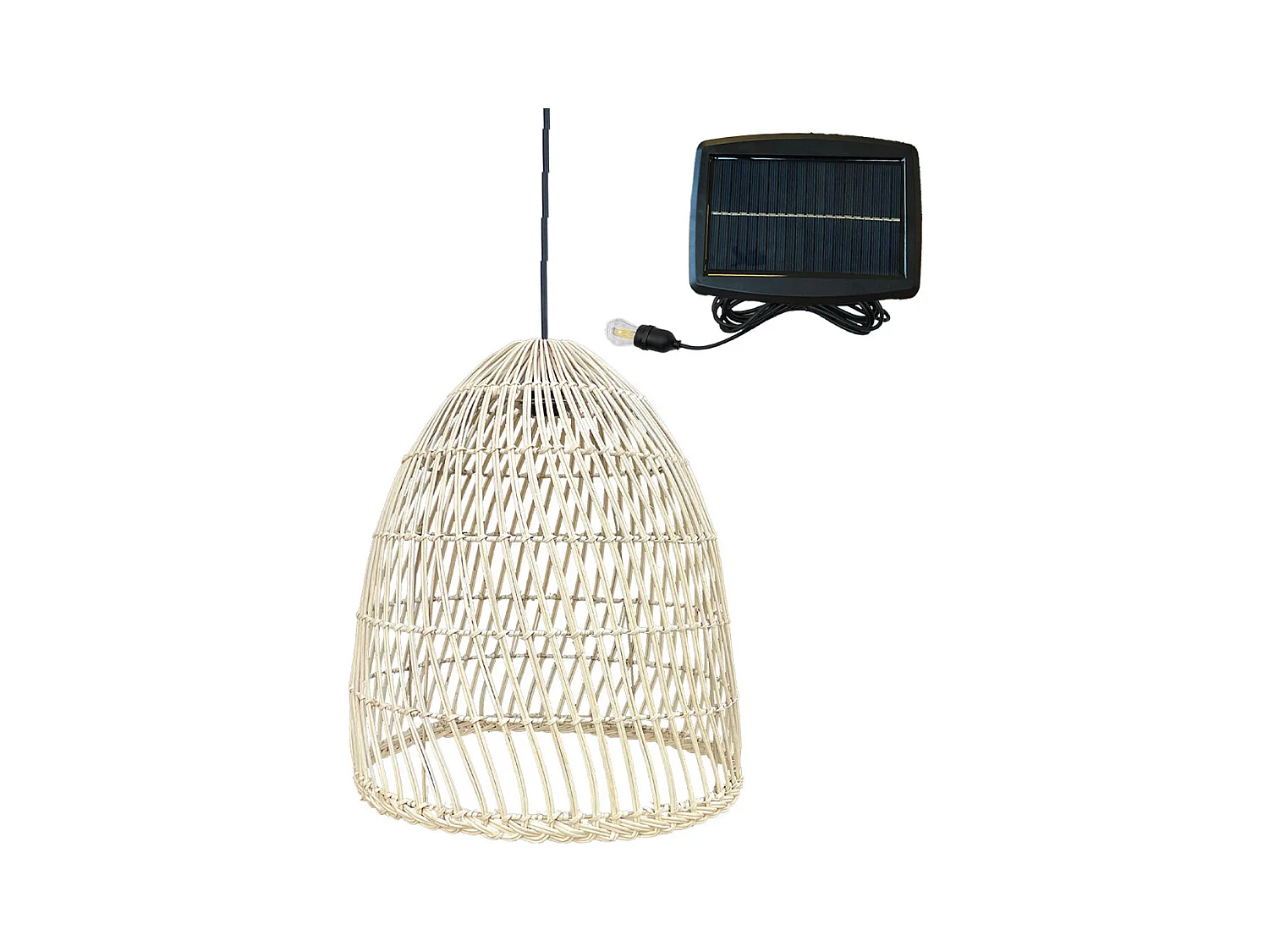 Suspension solaire bohème PAULO Beige Rotin H45cm