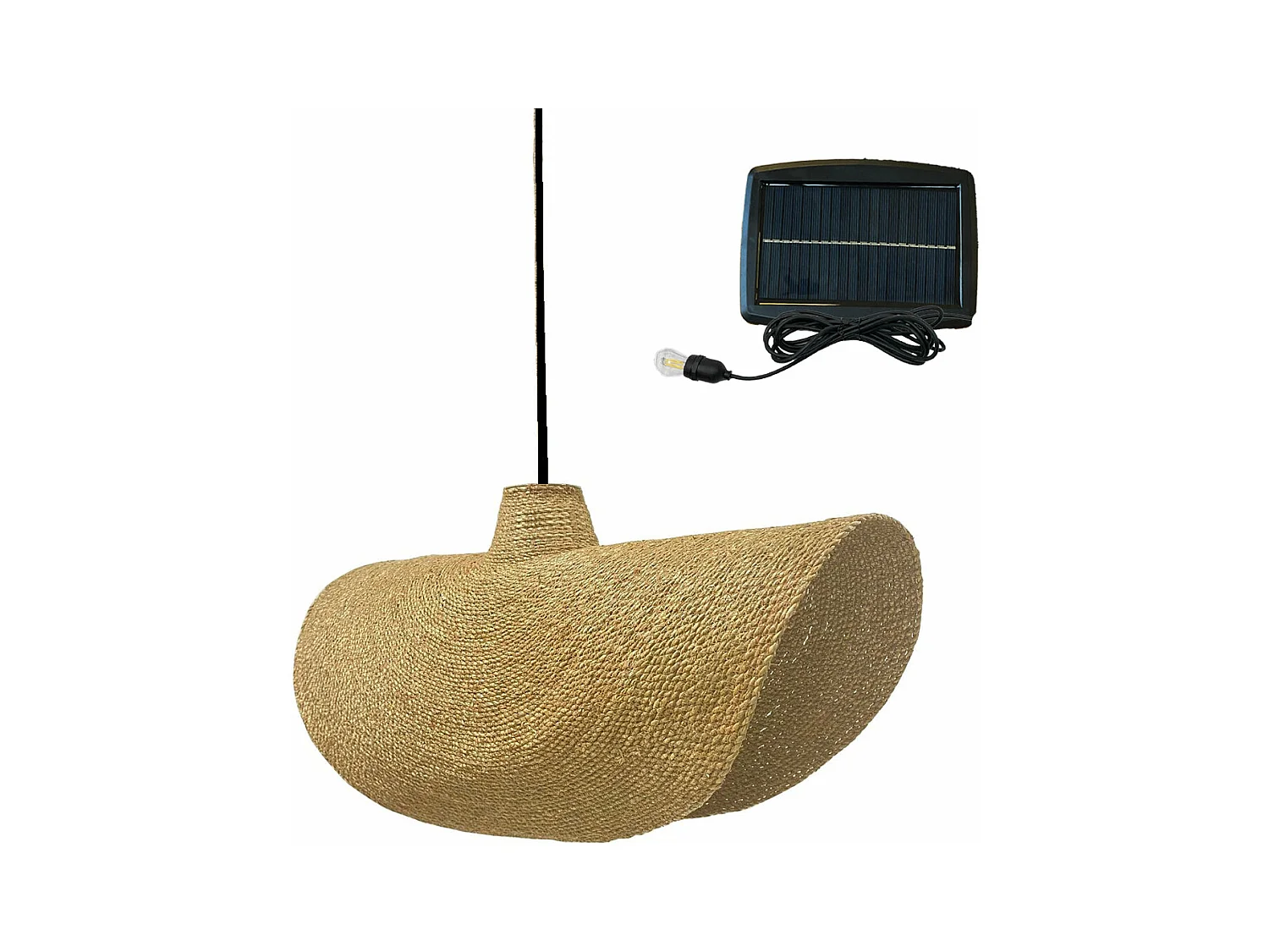 Suspension solaire bohème KLEIA Beige Herbe marine H32cm
