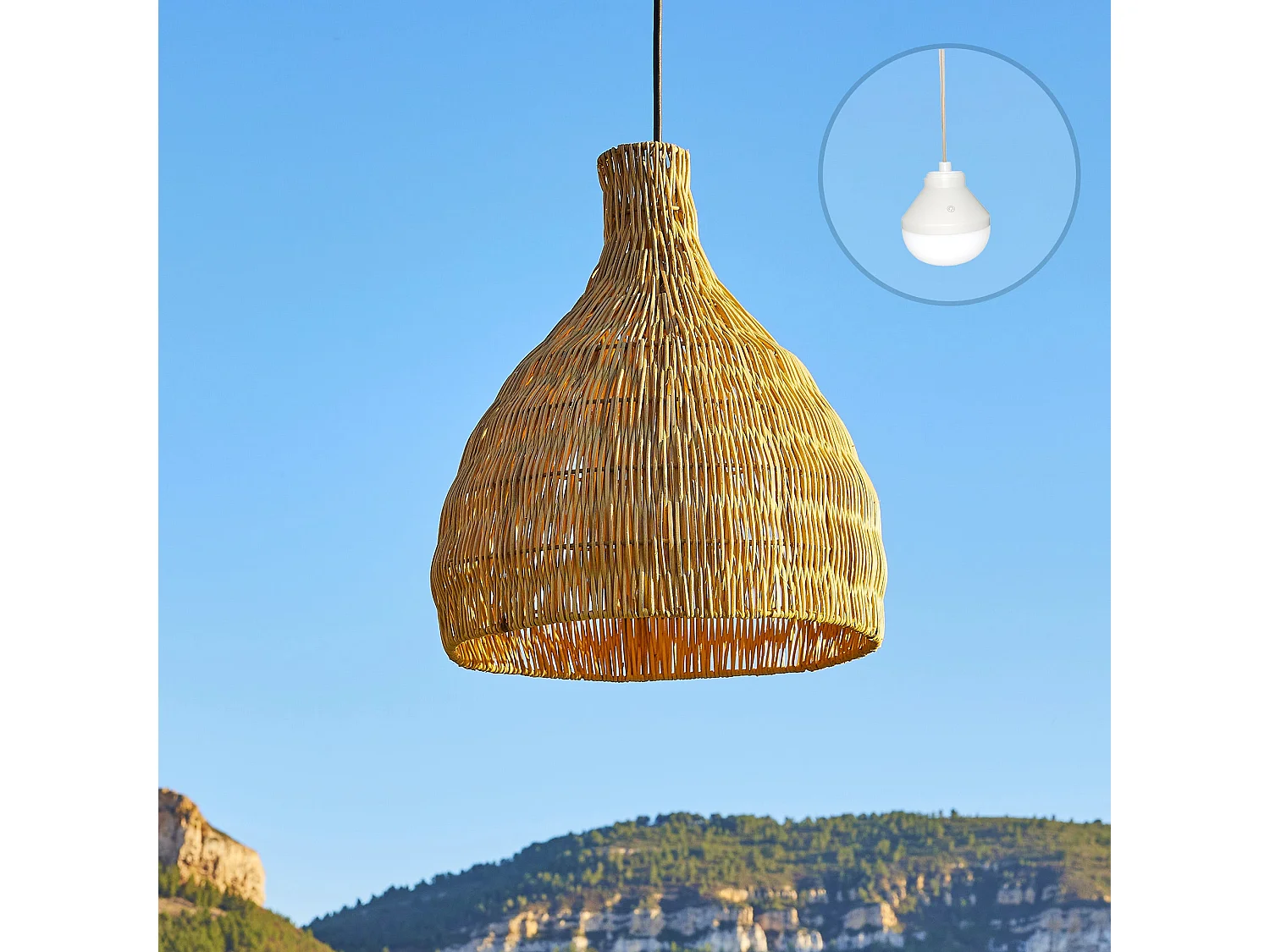 Suspension d'extérieur nomade BELLA Bois Rotin H38CM