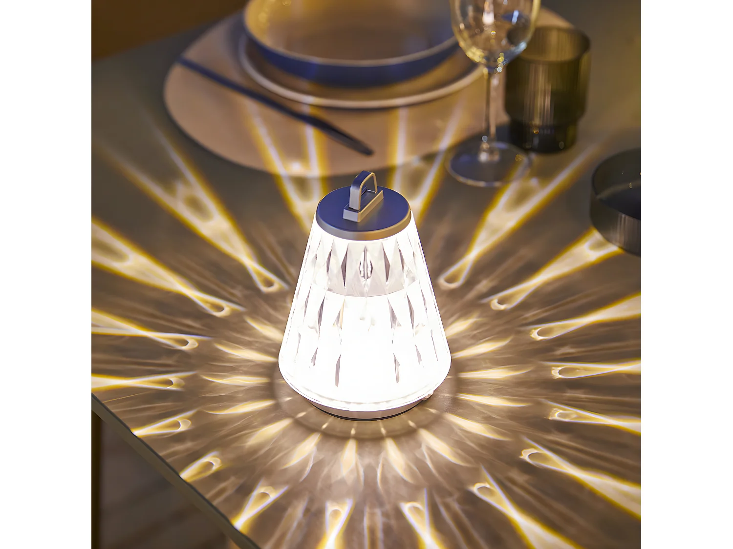 Lampe de table GLOWY Gris Plastique H16cm