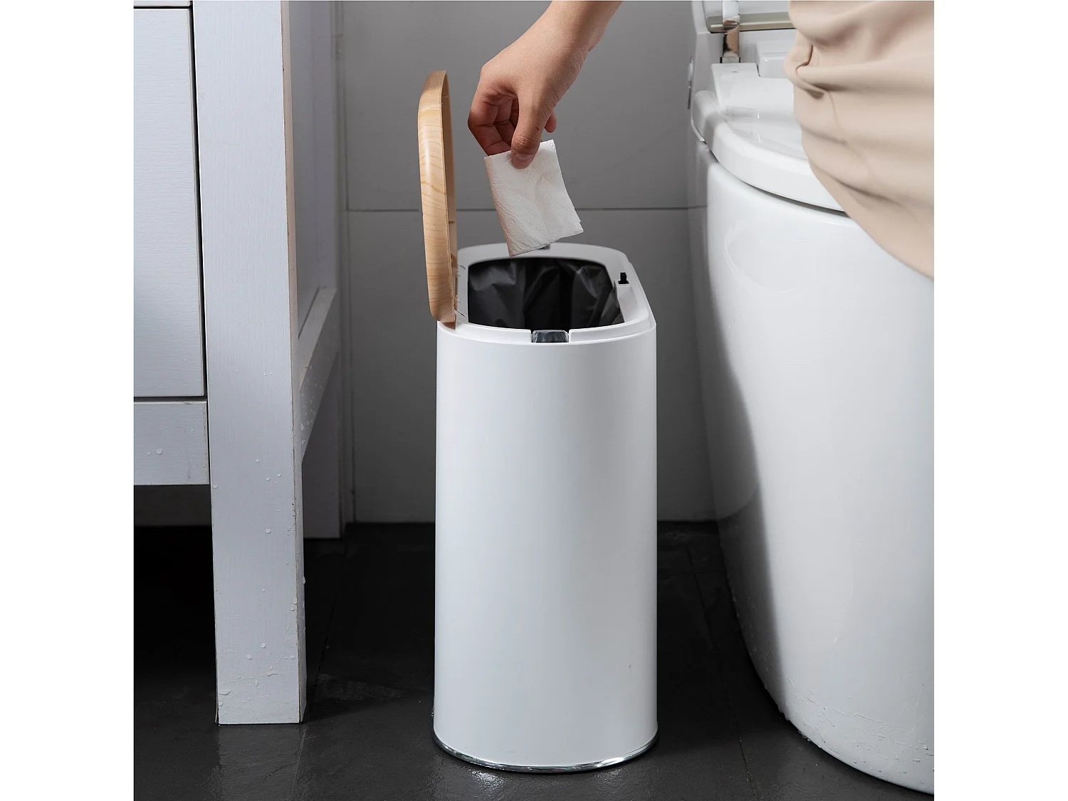 Poubelle de salle de bain push ALDO Bois Polypropylène 10 L