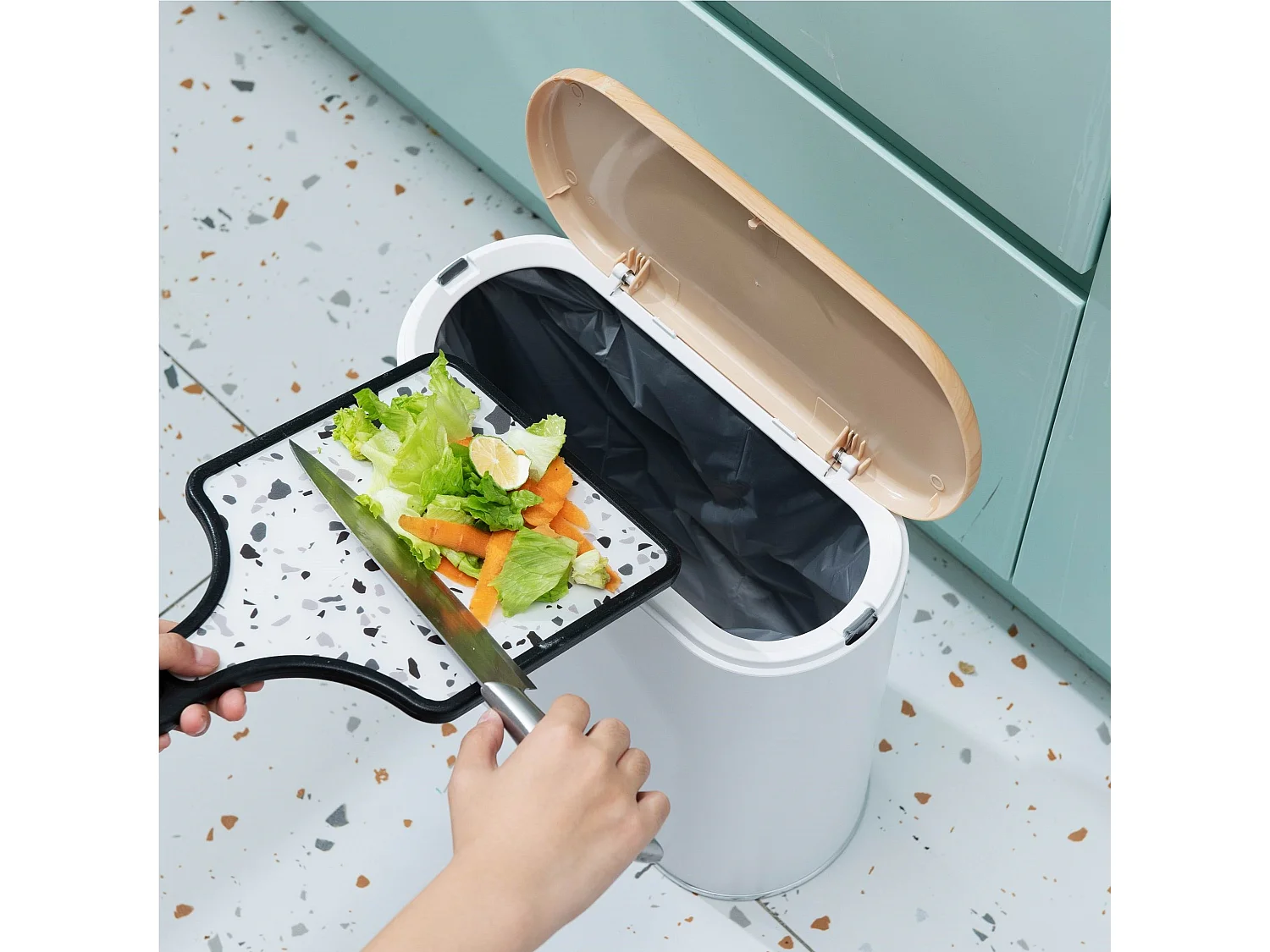 Poubelle de salle de bain push ALDO Bois Polypropylène 10 L