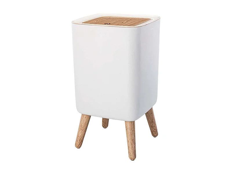 Poubelle de salle de bain push MALMO Bois Plastique 10L