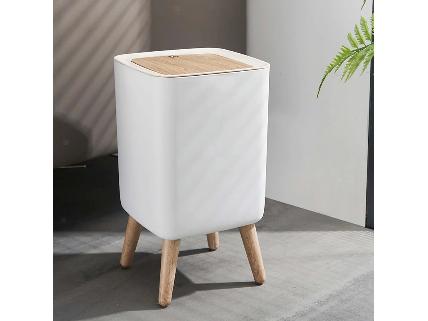 Poubelle de salle de bain push MALMO Bois Polypropylène 10 L