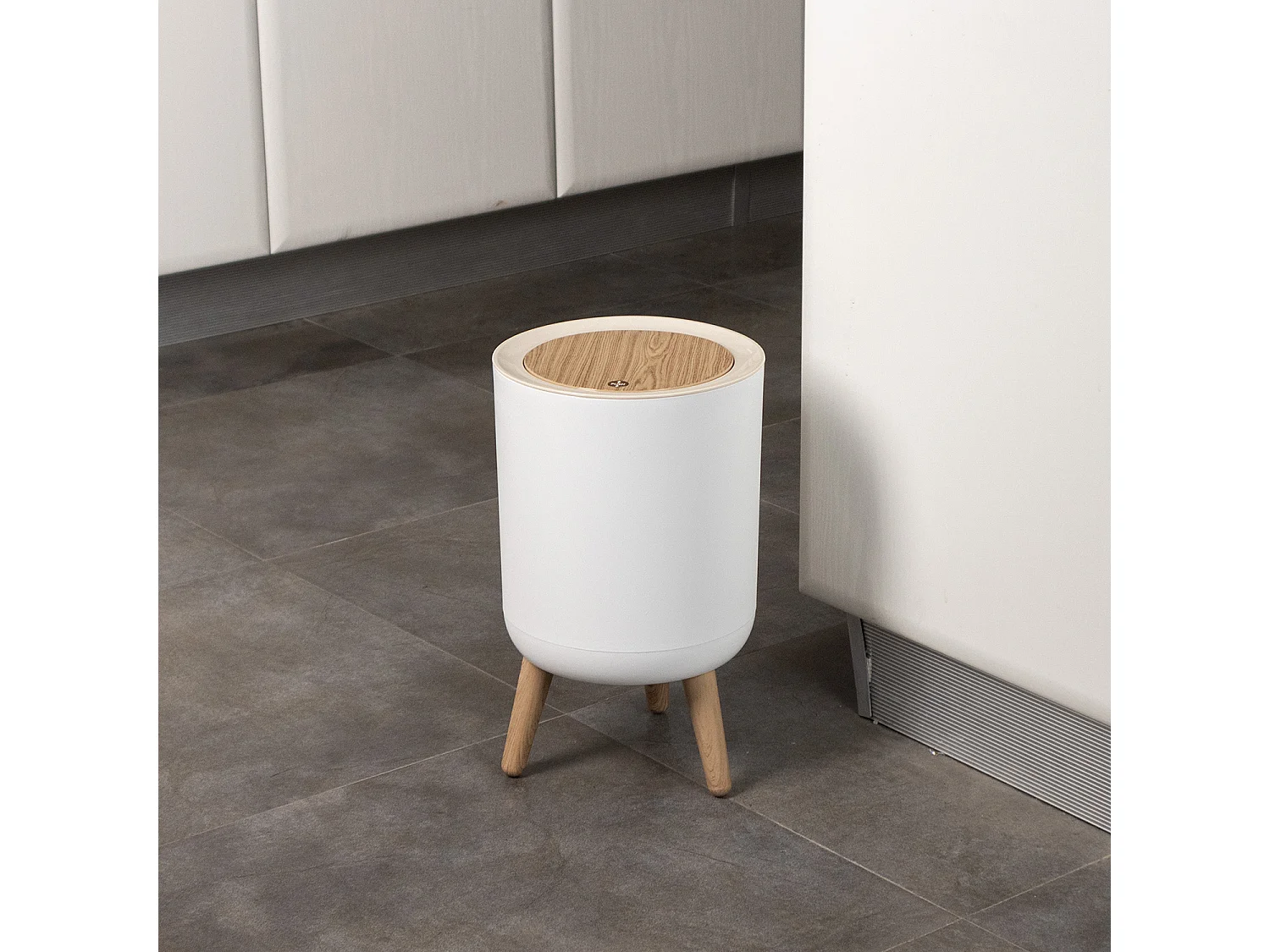 Poubelle de salle de bain push MALMO Bois Plastique 10L
