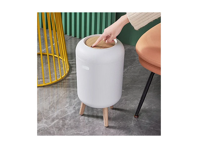 Poubelle de salle de bain push LIMO Bois Polypropylène 9 L