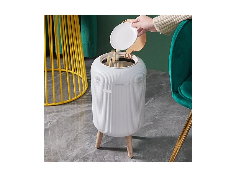 Poubelle de salle de bain push LIMO Bois Polypropylène 9 L