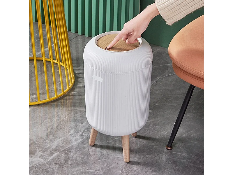 Poubelle de salle de bain push LIMO Bois Plastique 9L