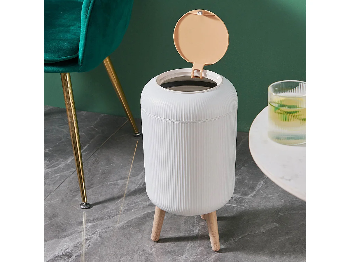 Poubelle de salle de bain push LIMO Bois Plastique 9L