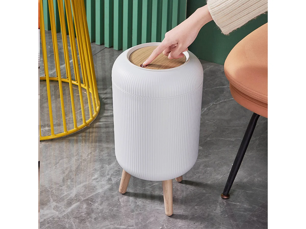 Poubelle de salle de bain push LIMO Bois Plastique 9L