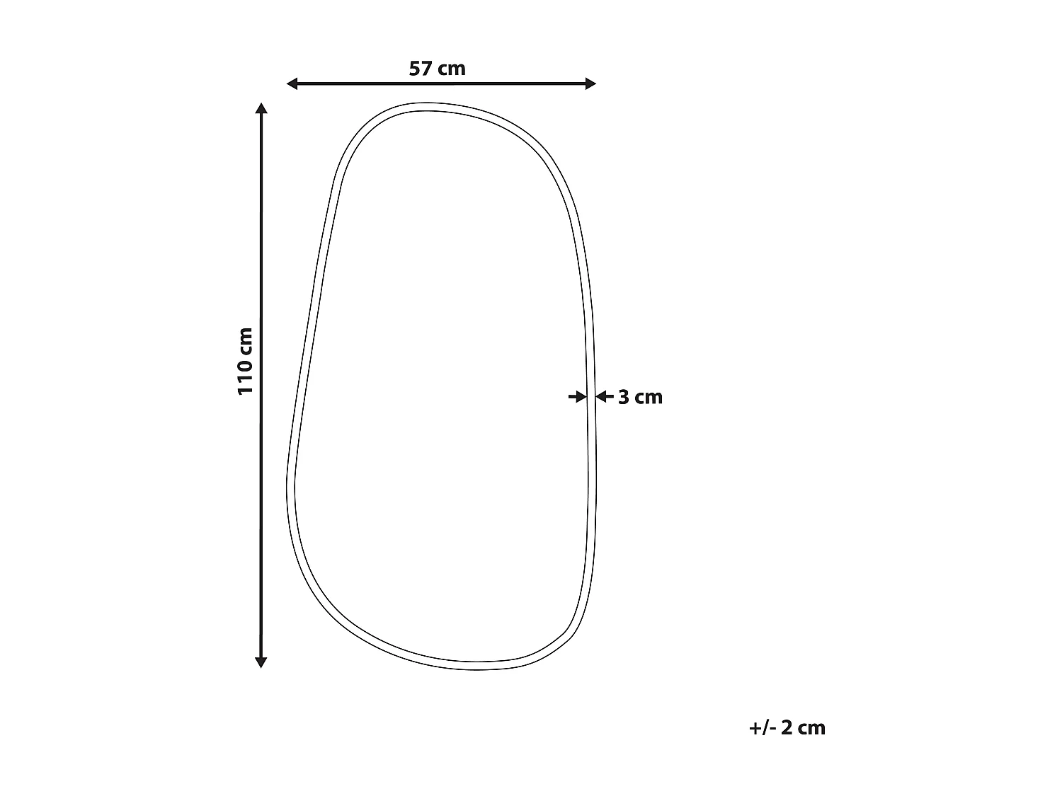 Miroir VERNAIS 60 cm 110 cm Métal Doré