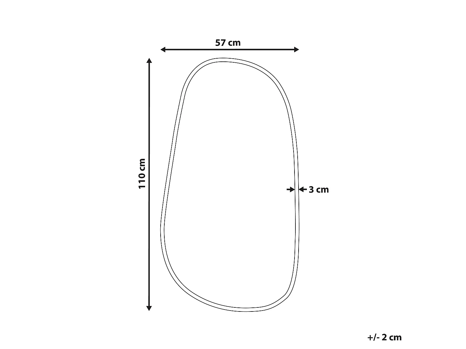 Miroir VERNAIS 57 cm 110 cm Métal Doré