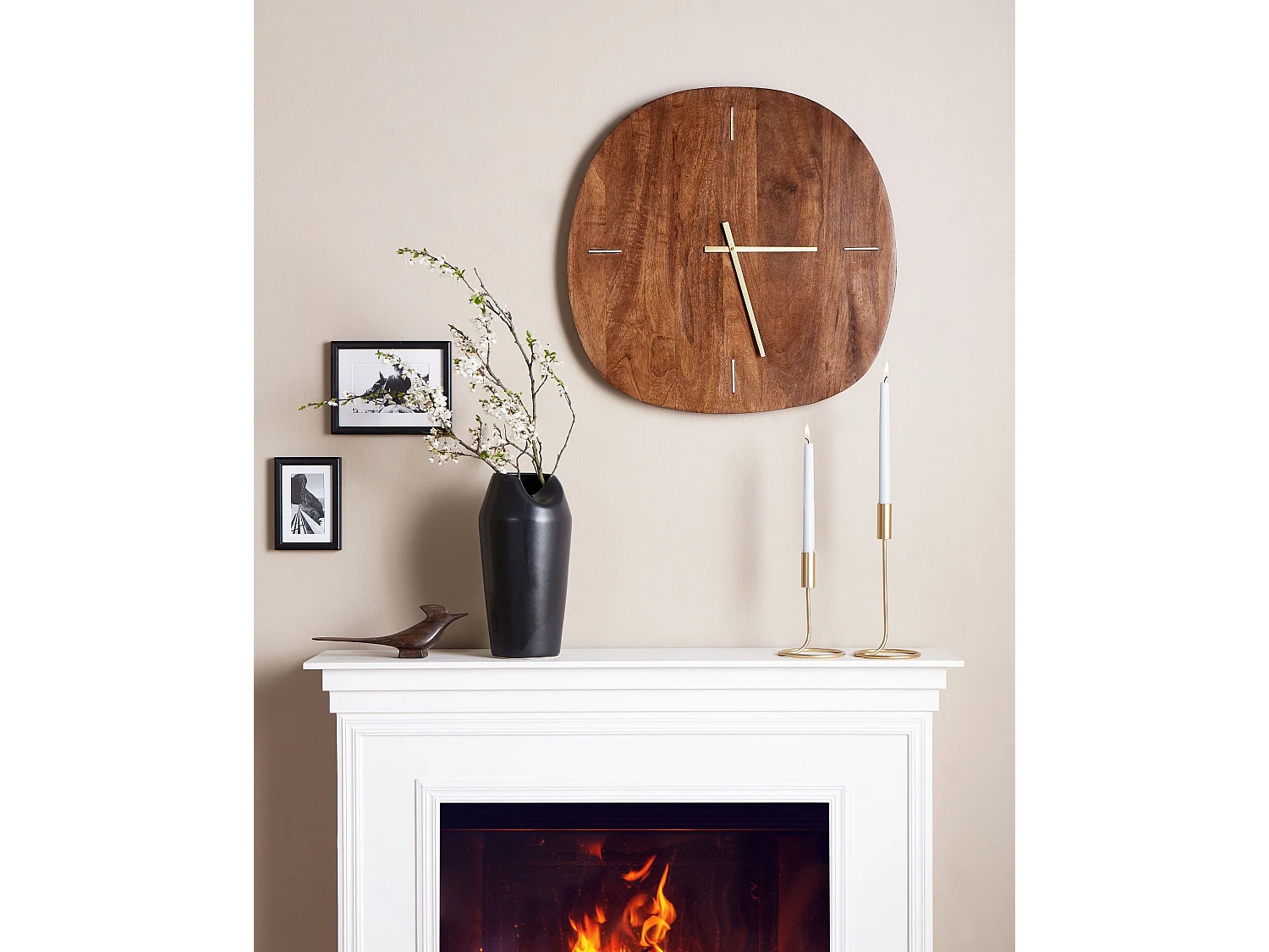 Horloge murale TAPTI 60 cm Bois de manguier Marron foncé