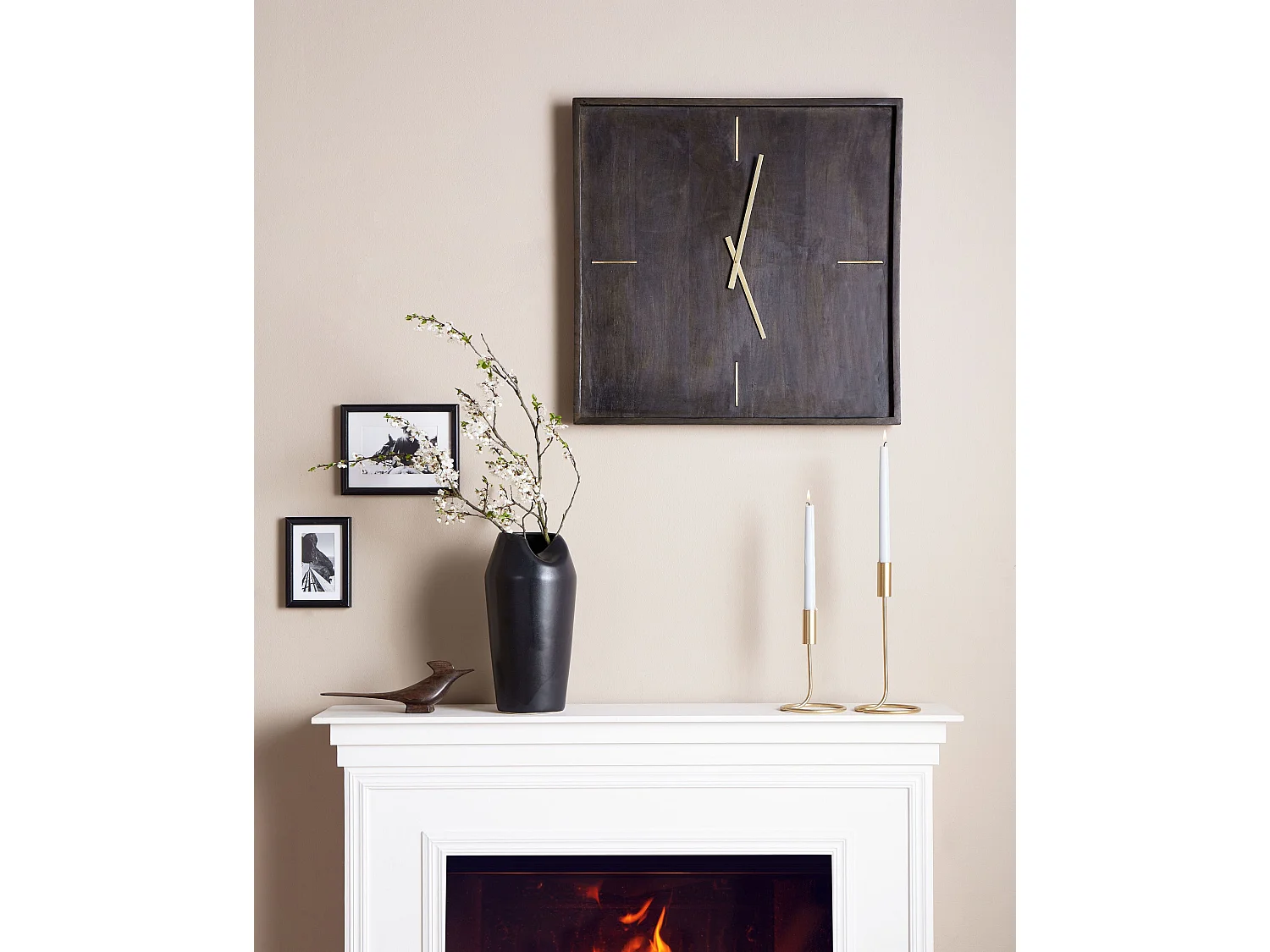 Horloge murale JAMUNA 61 cm Bois de manguier Noir