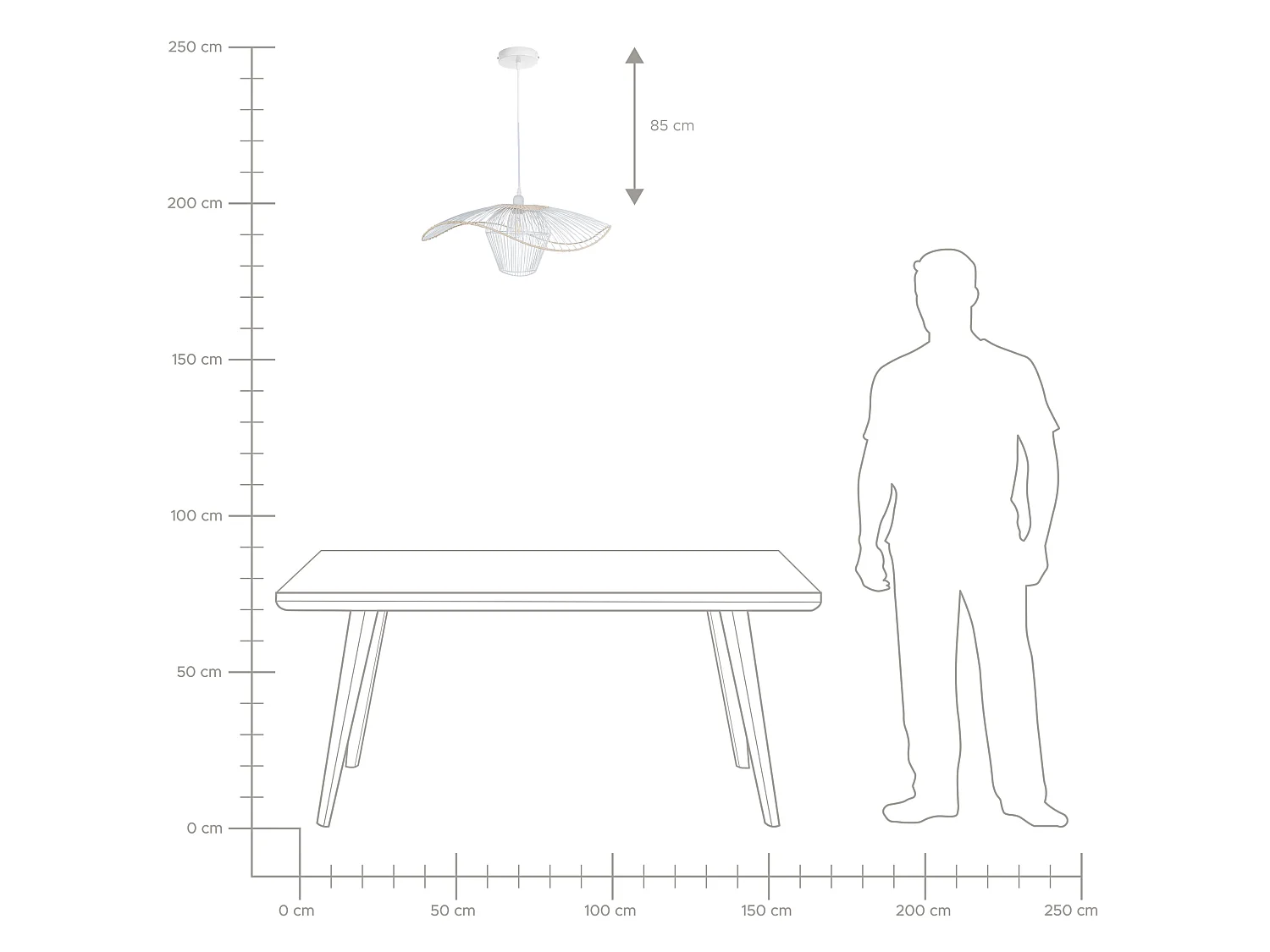 Candeeiro suspenso LUNGA Metal Branco