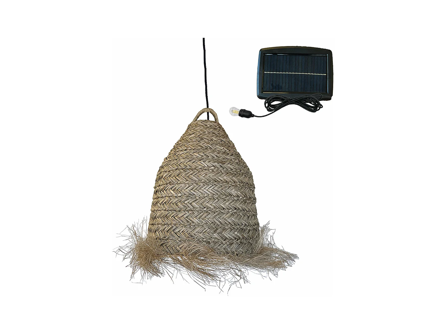Suspension solaire bohème ANAFI Beige Jonc de mer H47cm