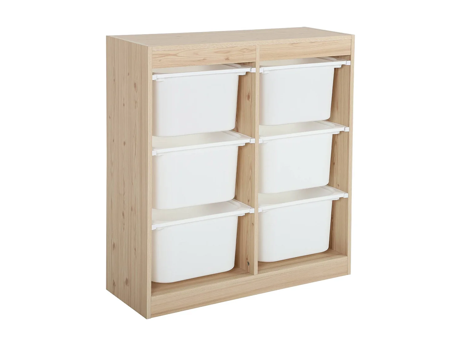 Mueble para niños con 6 cubos de almacenaje natural