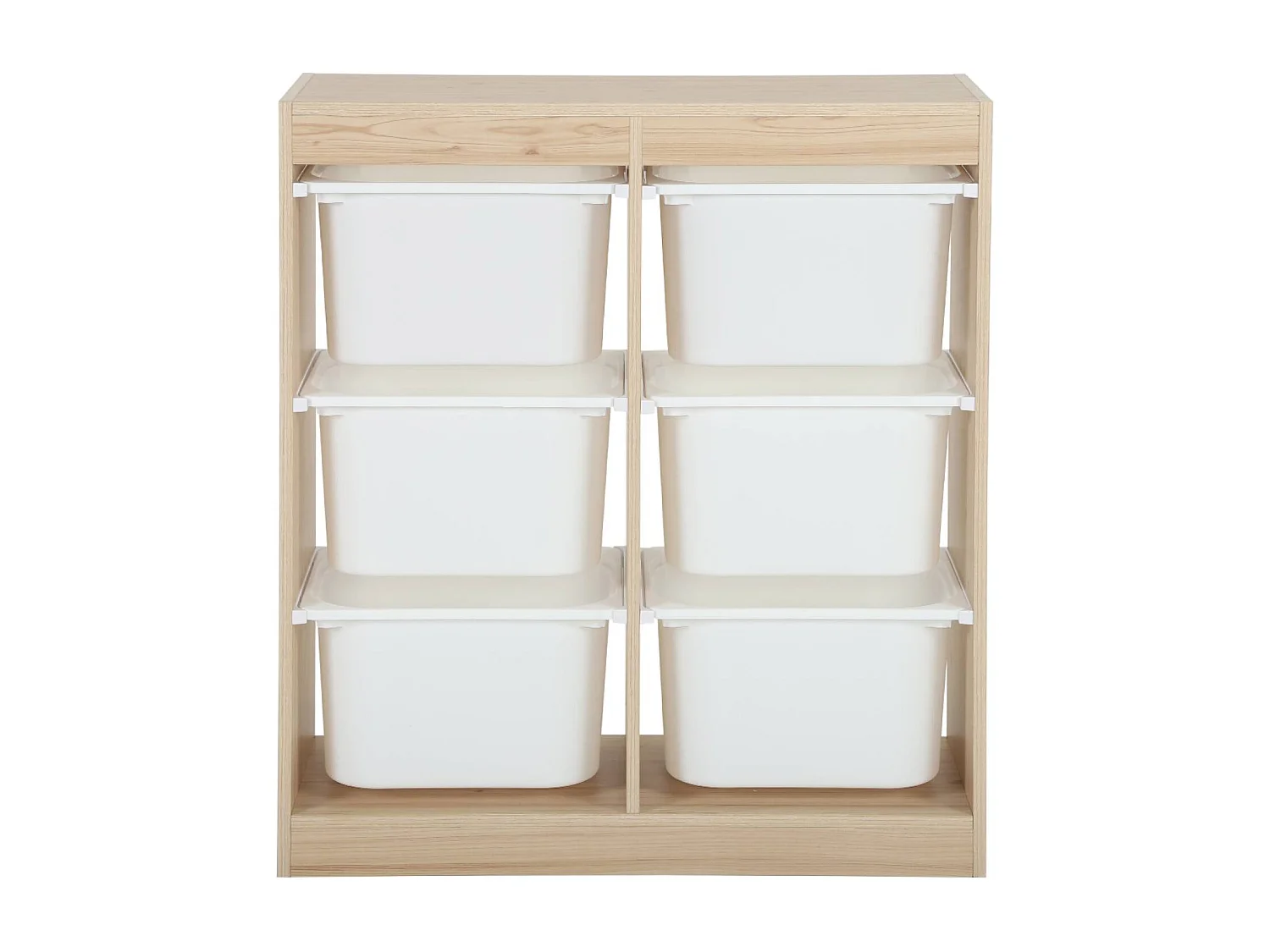 Mueble para niños con 6 cubos de almacenaje natural