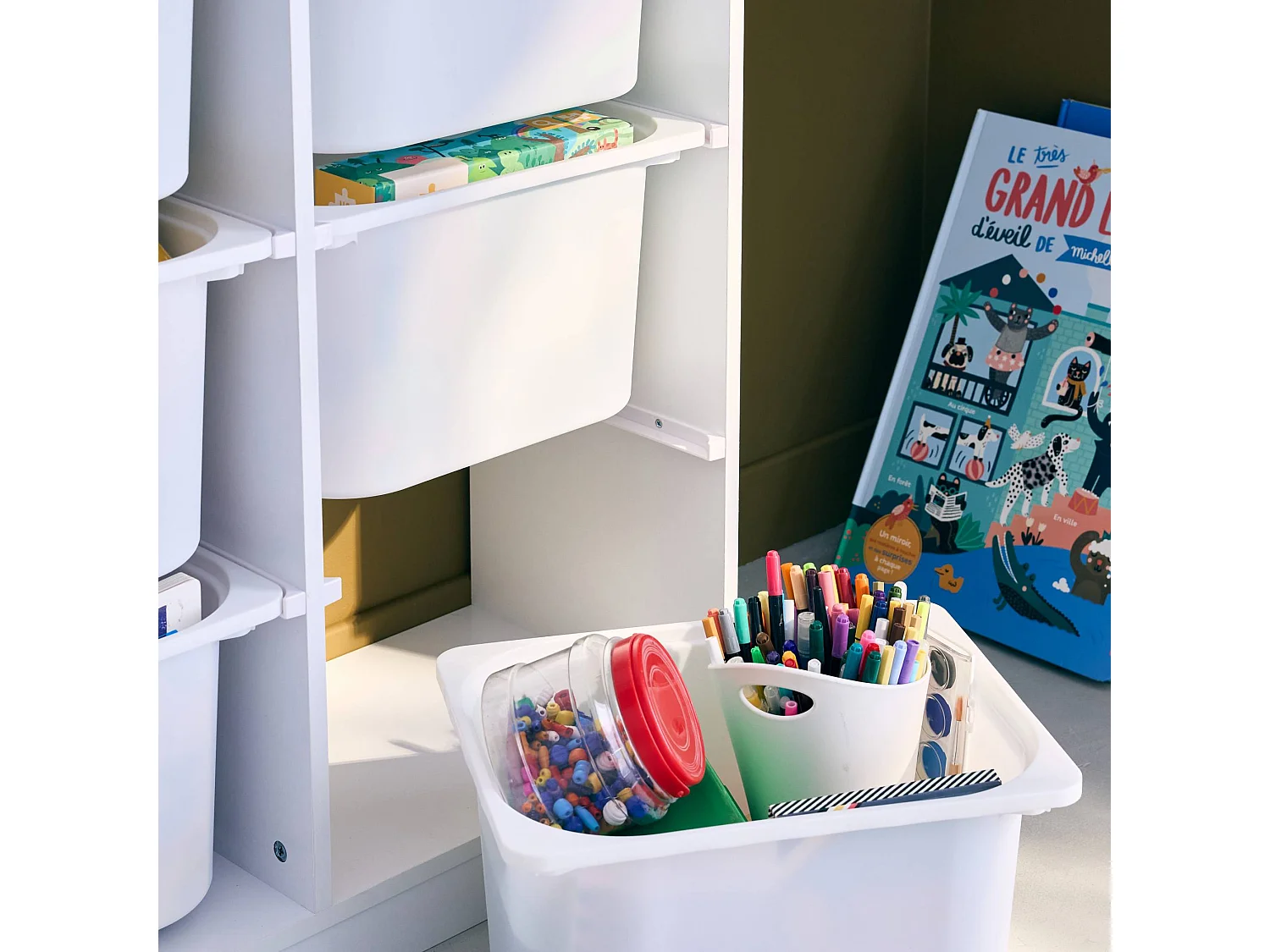 Contenitore per bambini con 6 contenitori, bianco