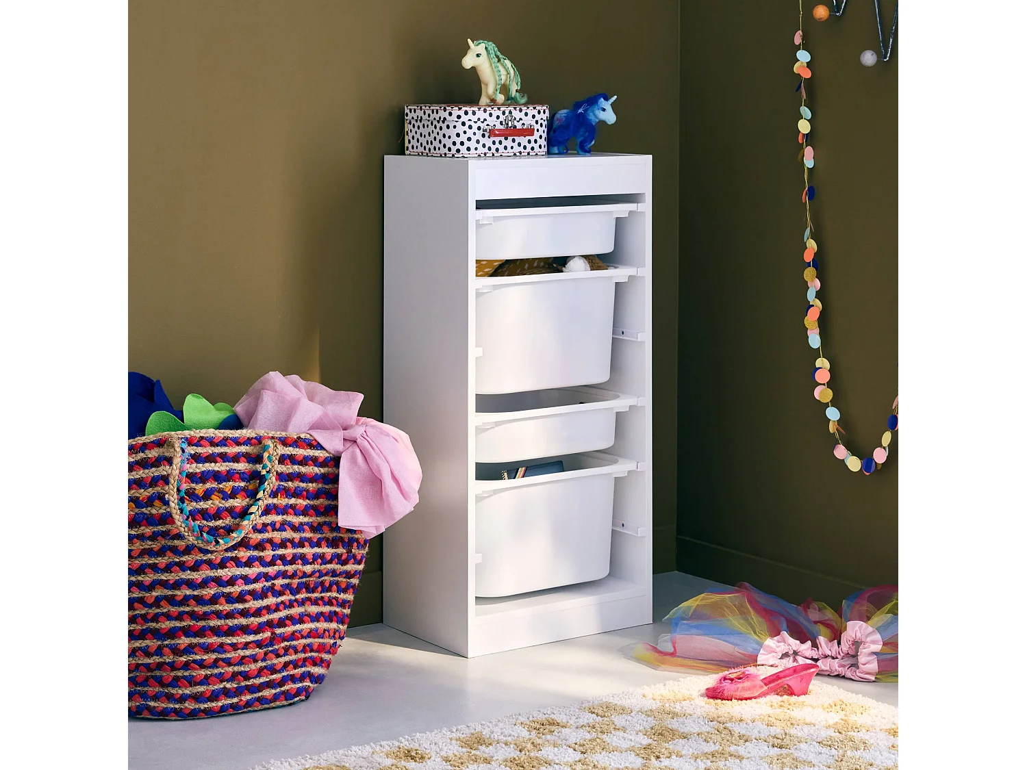 Contenitore per bambini con 4 contenitori, bianco