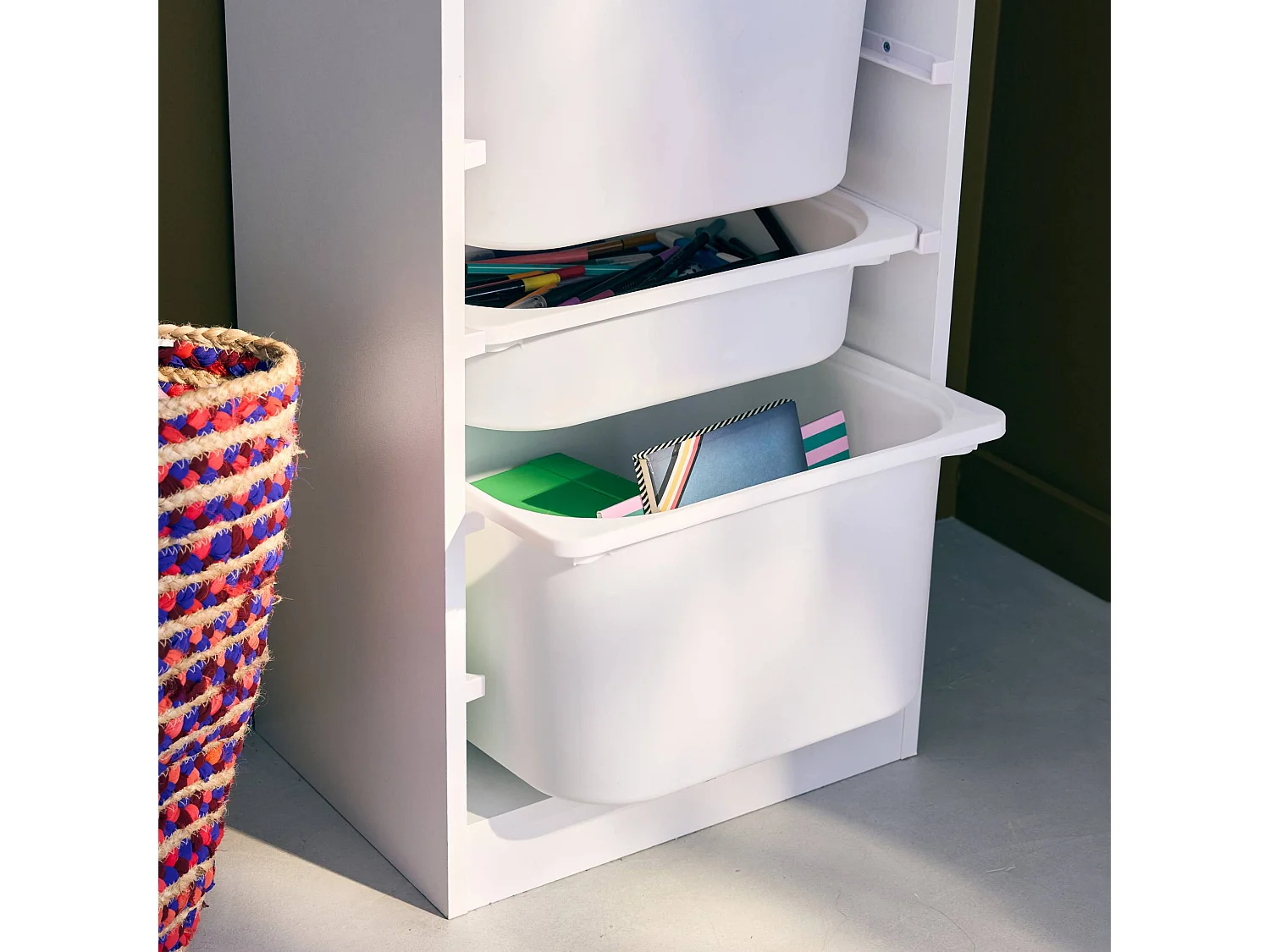 Contenitore per bambini con 4 contenitori, bianco