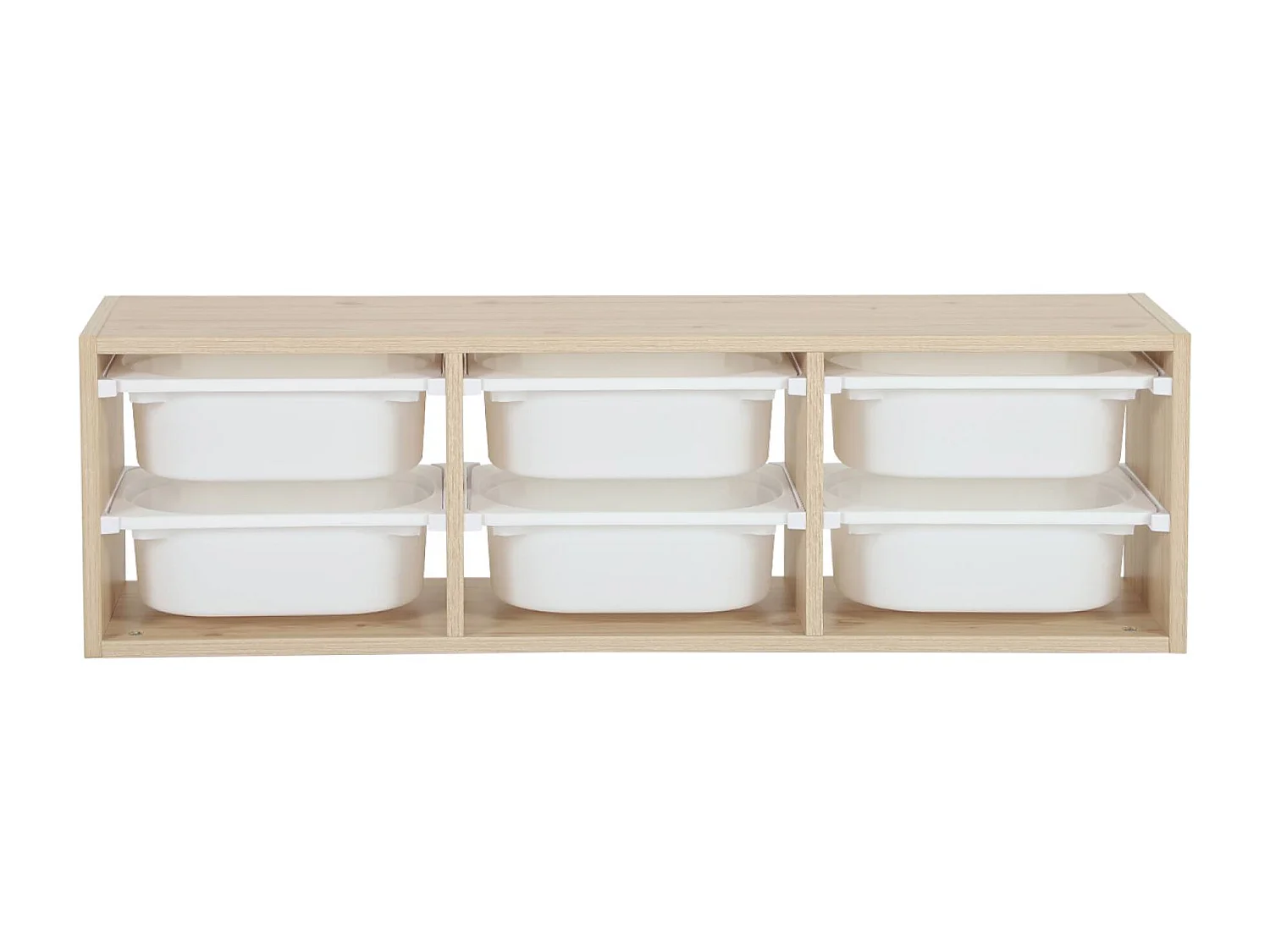 Meuble de rangement pour enfant. naturel. 6 bacs en plastique