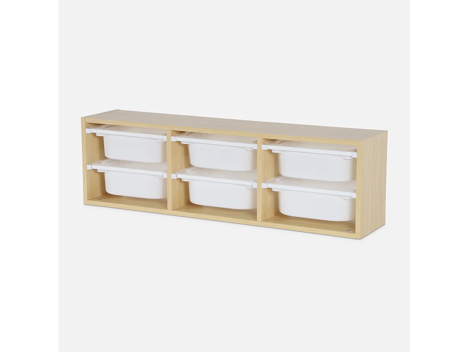Meuble de rangement pour enfant. naturel. 6 bacs en plastique