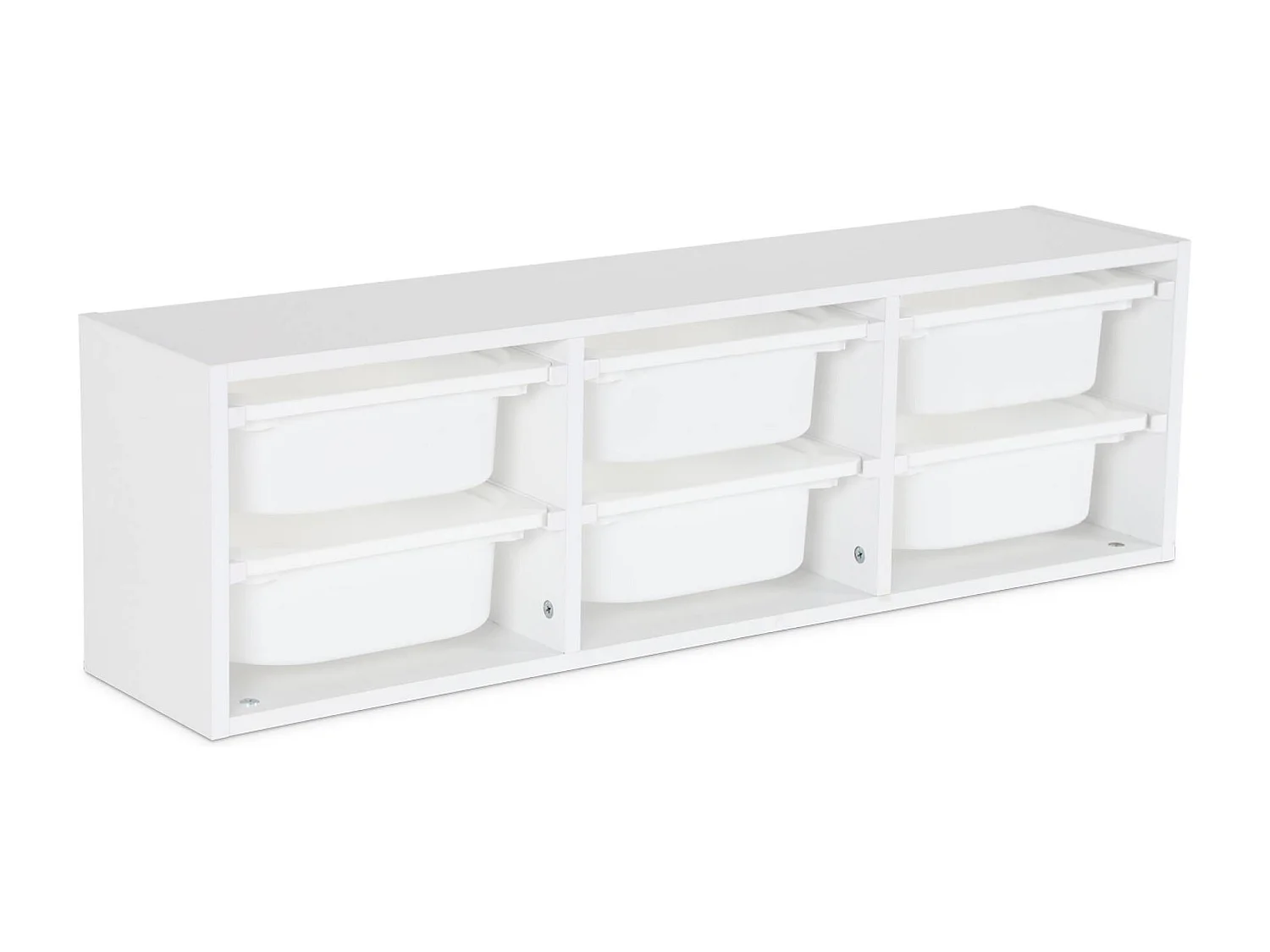 Meuble de rangement pour enfant. blanc. 6 bacs en plastique