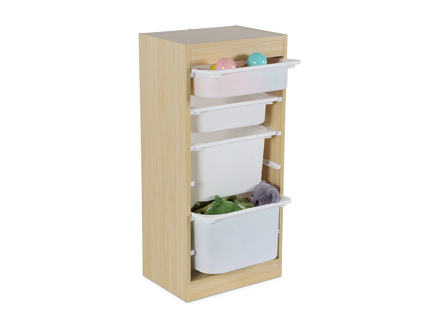 Contenitore per bambini con 4 contenitori, marrone naturale