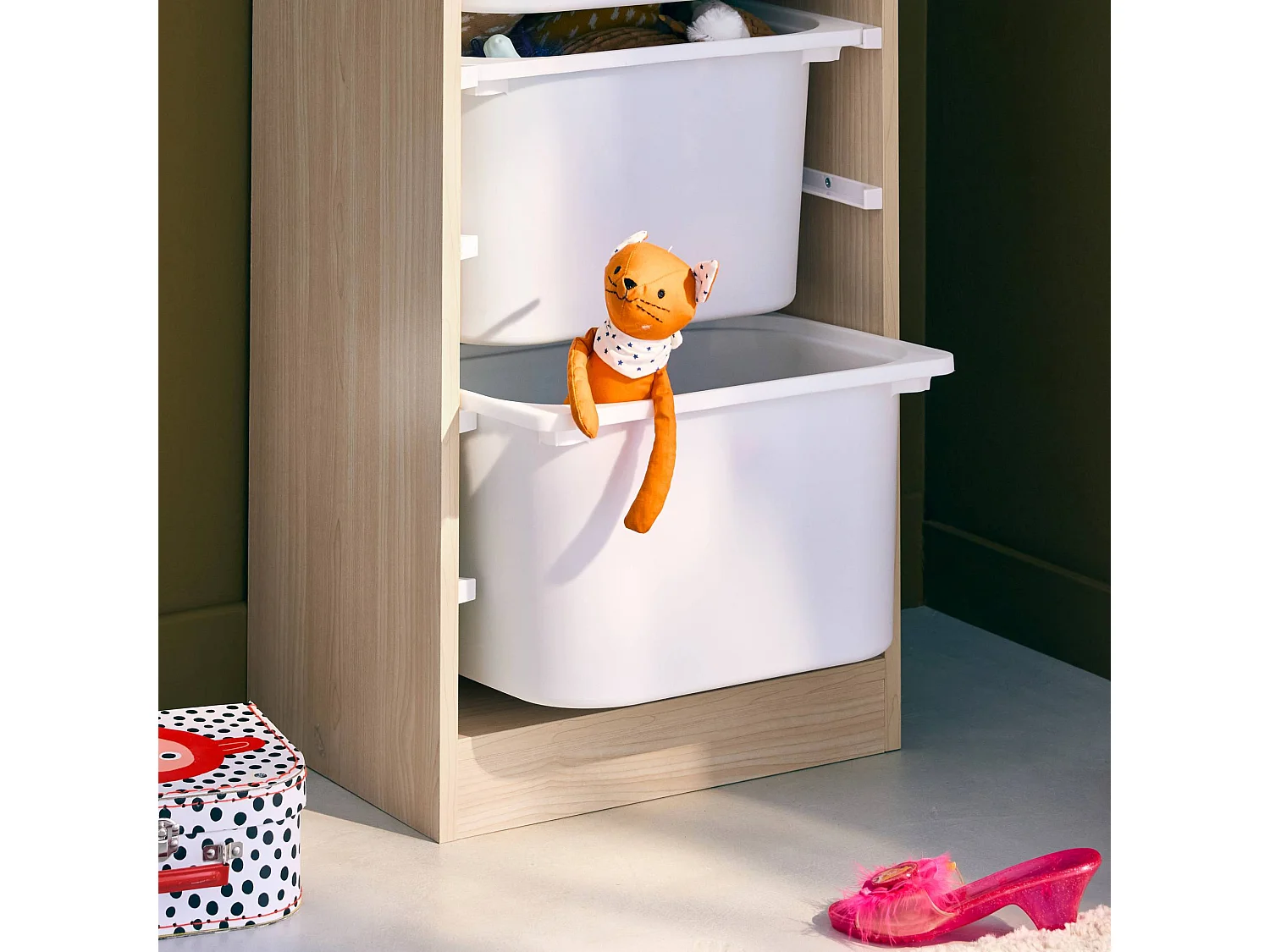 Meuble de rangement naturel enfant 4 bacs de rangement