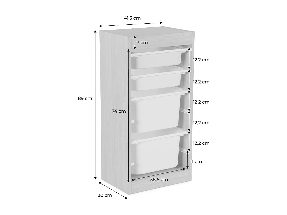 Meuble de rangement naturel enfant 4 bacs de rangement