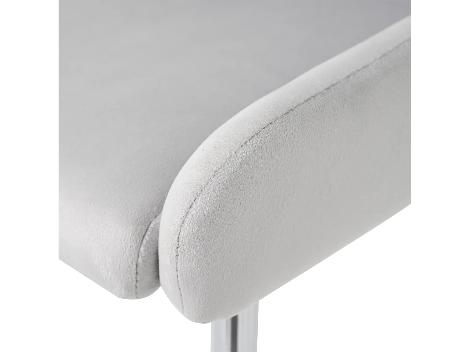 Set van 4 fluwelen stoelen - met zilveren metalen poten - Grijs